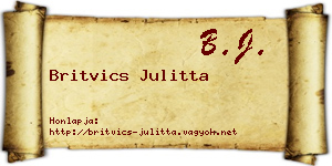 Britvics Julitta névjegykártya